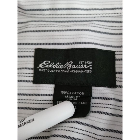 Eddie Bauer Wrinkle Restistant Classic Fit Men's Gray Stiped Shirt Size 2XL - Picture 5 of 6